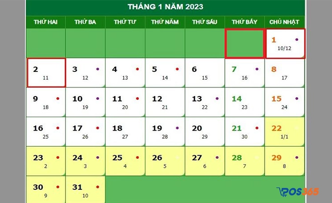 lịch nghỉ tết 2023