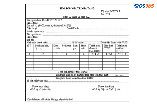 Mẫu hóa đơn điện tử giá trị gia tăng