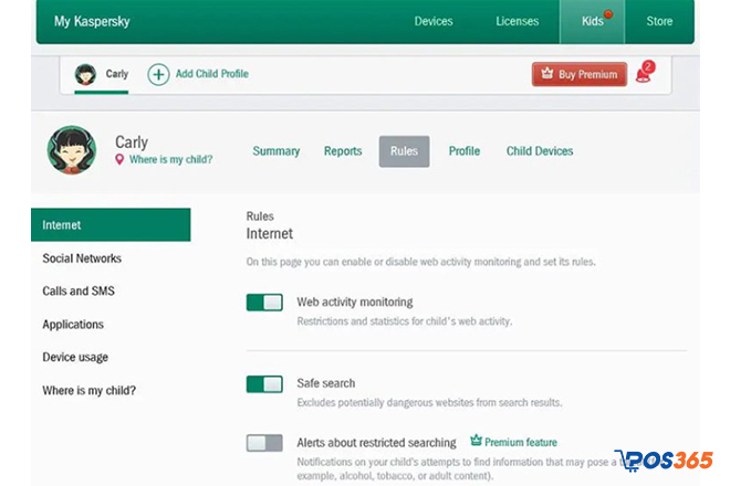 Phần mềm quản lý máy tính trẻ em Kaspersky Safe Kids