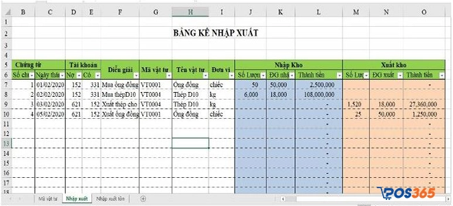 file quản lý kho vật tư bằng excel