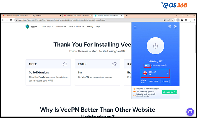 Mở tiện ích VPN Proxy VeePN