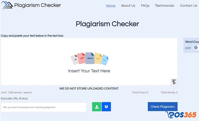 Website kiểm tra đạo văn Plagiarism-checker.me