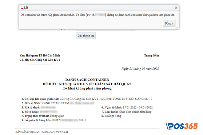TH4: Tờ khai đã thông quan và đã lấy hàng ra khỏi cảng